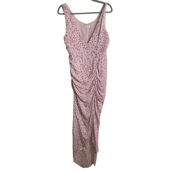 Nicholas Drape Front Sheath Silk Dress Ruched Asymmetrical Floral Lighweight US8 - Picture 4 of 12